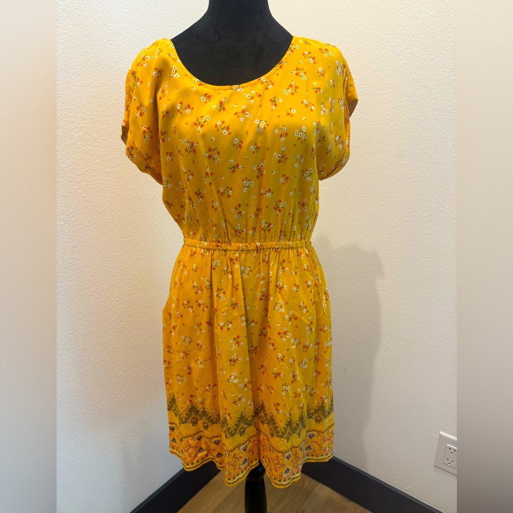 Pink Republic Yellow Floral Boho Mini Dress – Size M